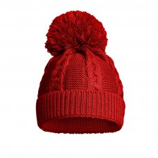 EH800-R: Red Eco Cable Knit Hat w/Pom Pom (0-12M)